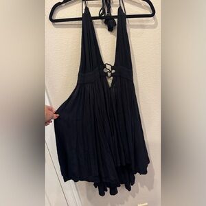 Free People Festival, low front, low back cut Black Baby Doll Dress